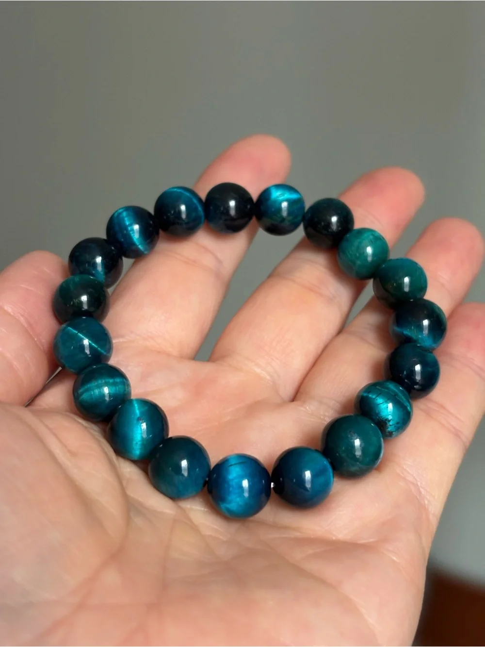 10mm Blue Tiger Eye Beaded Bracelet - Women Jewelry